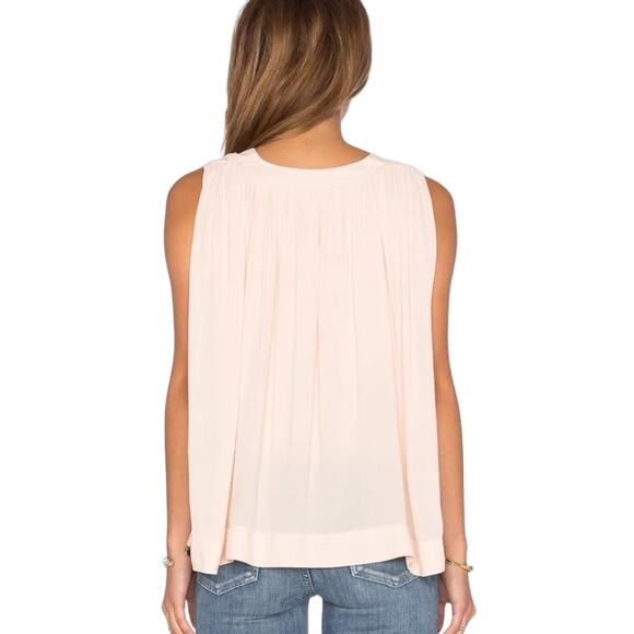 Free People Darcy Super V Top Pearl XS Sleeveless Oversized Pleated Boho Casual - Picture 2 of 8